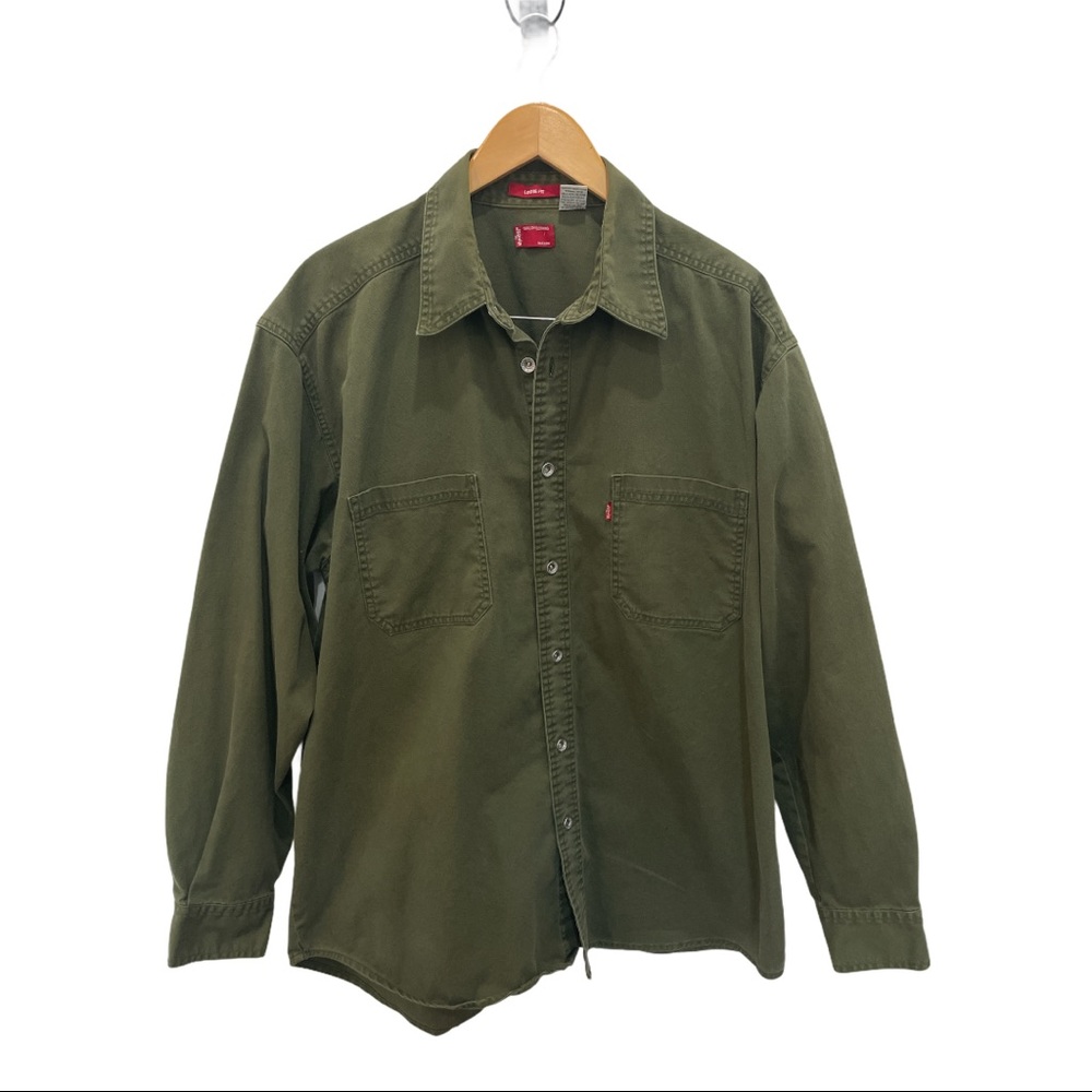 Men’s Levi’s Jeans classic button up green shirt